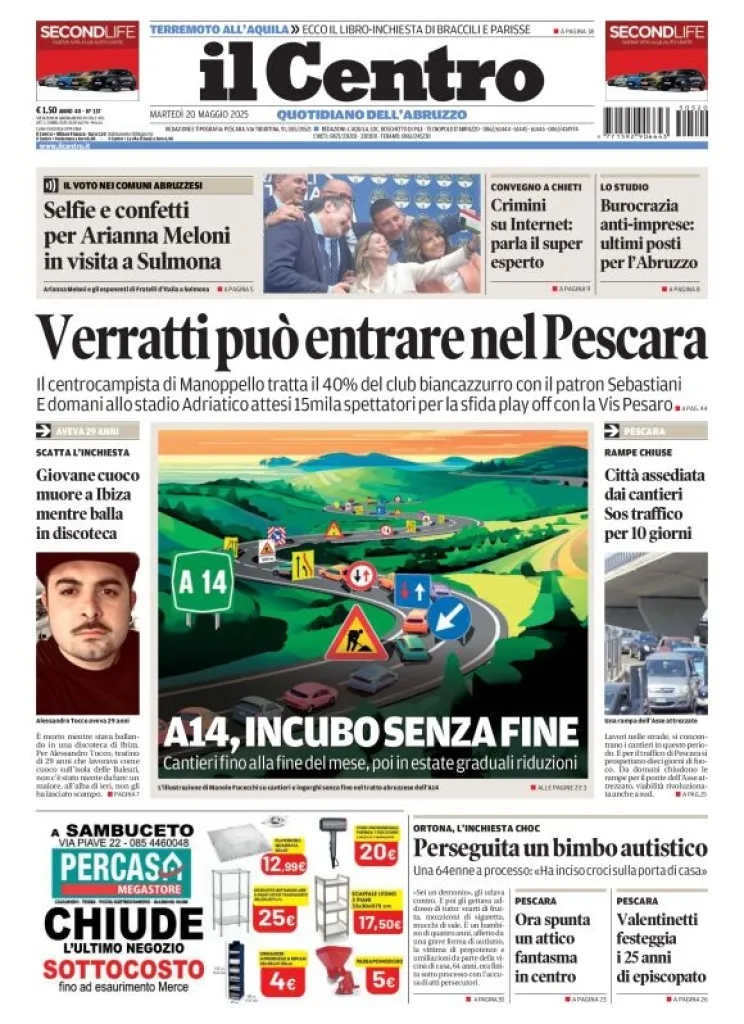 Prima-pagina-il centro-oggi-edizione-del-2025-05-20